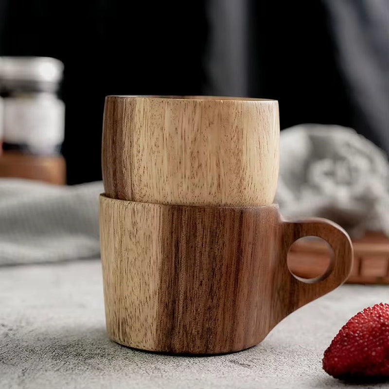 Whole Wood Acacia Mangium Mug Portable Bottle Wooden Coffee Cup 170Ml 200Ml