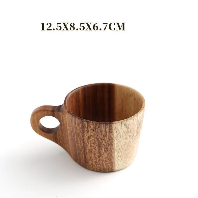 Whole Wood Acacia Mangium Mug Portable Bottle Wooden Coffee Cup 170Ml 200Ml