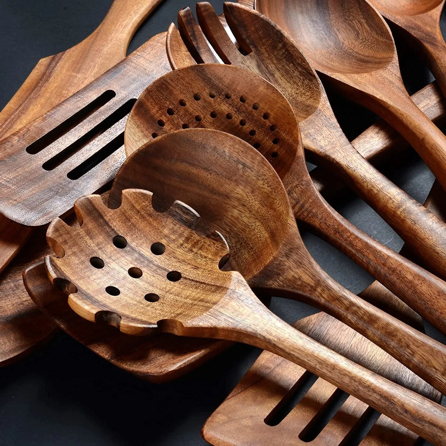 Wooden Kitchen Utensils Set (12 Pack)